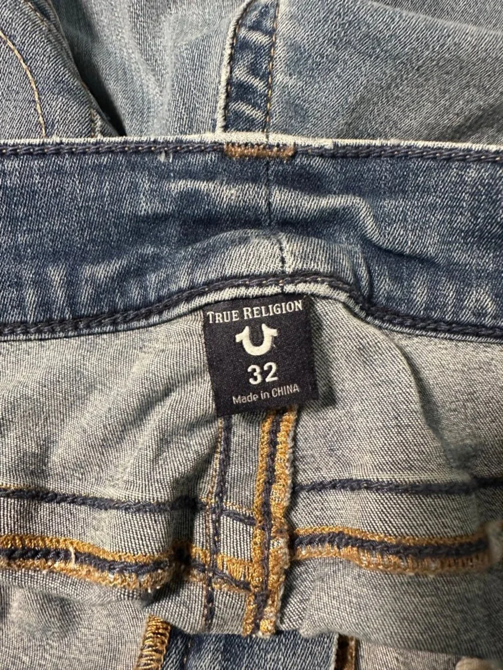True Religion Ricky Relaxed Straight Jeans 32 Light Wash Stretch Denim Y2K